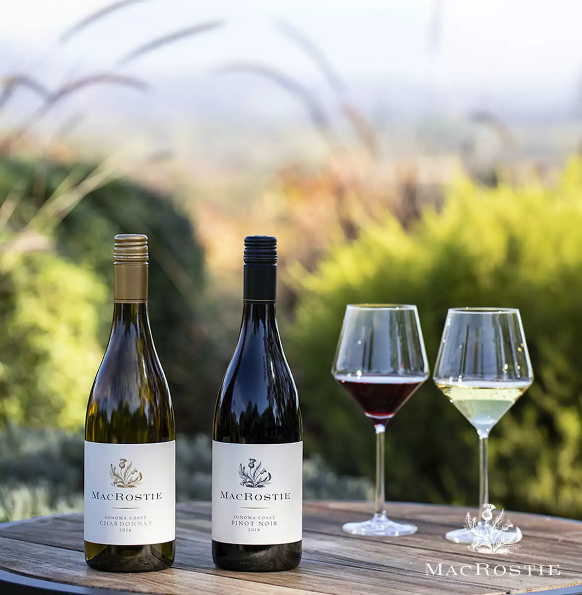 MacRostie-Winery-Sonoma-Coast-Chardonnay-and-Pinot-Noir-Bottle-and-Glass-Image